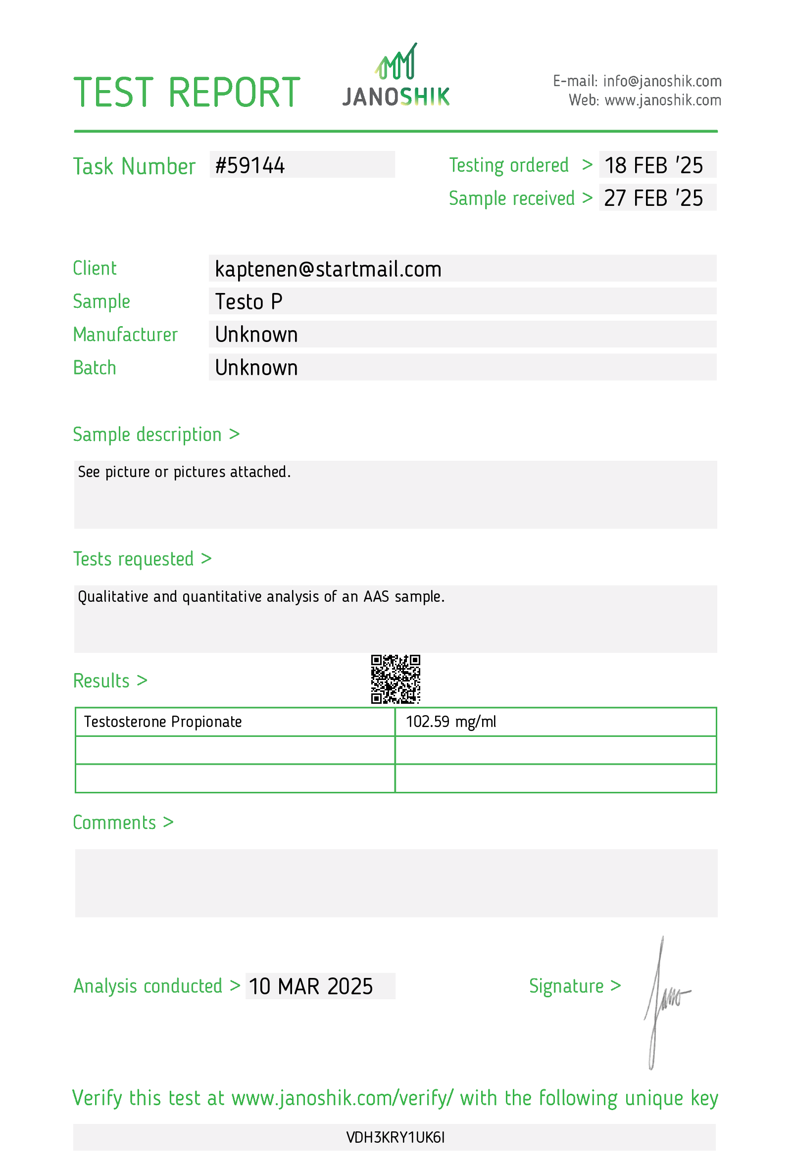 Labbresultat | Testosteron P 100mg